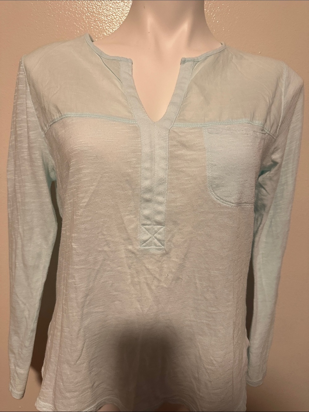 GAP Light Mint Green Long Sleeve Henley Top